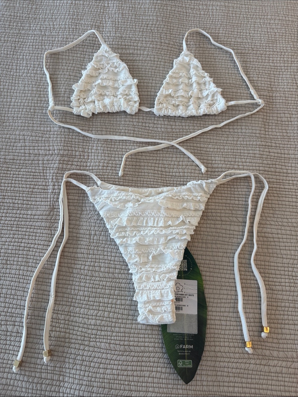 FARM Rio White Ruffle Triangle String Bikini - Picture 9 of 9